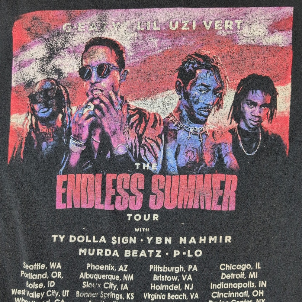 G-Eazy Lil Uzi Vert Endless Summer Tour 2018 T-Shirt Mens Fits Like Medium Black - Picture 14 of 14